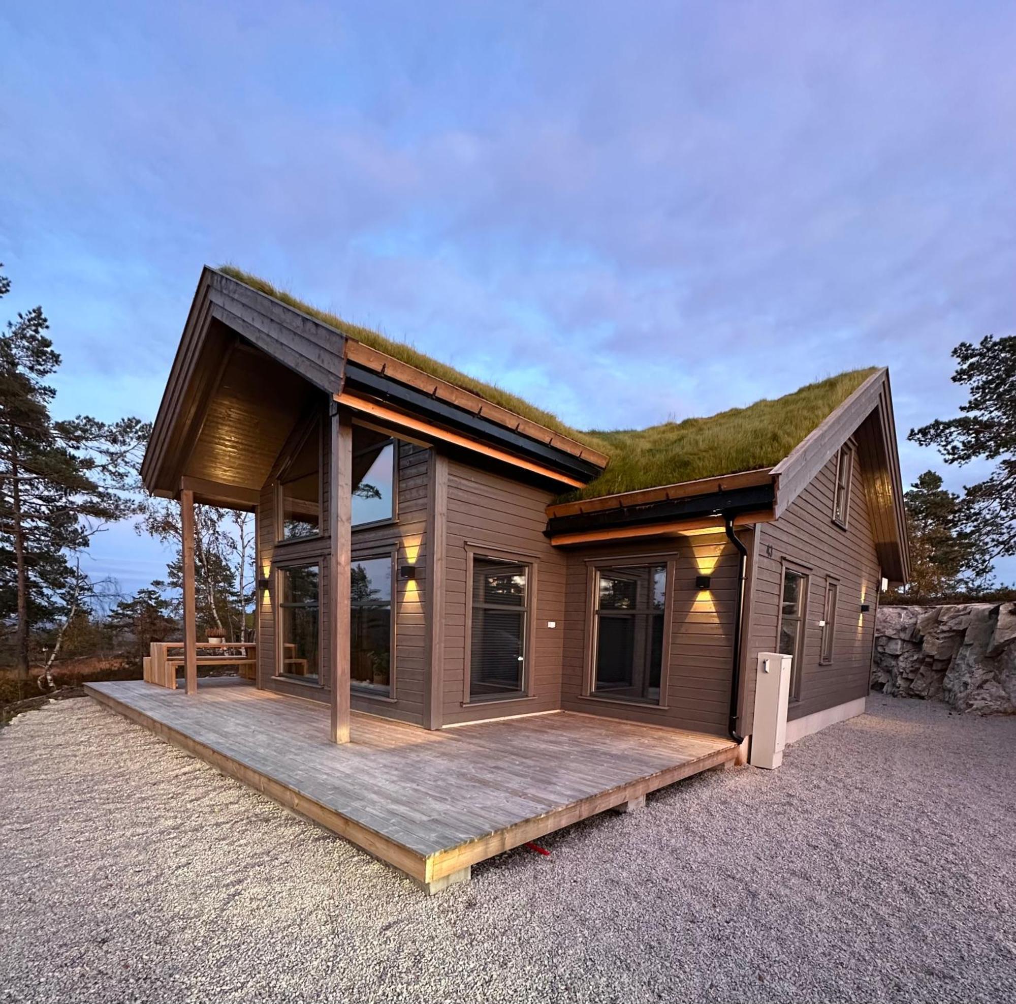 Modern Northern Lights Cabin Drangedal المظهر الخارجي الصورة
